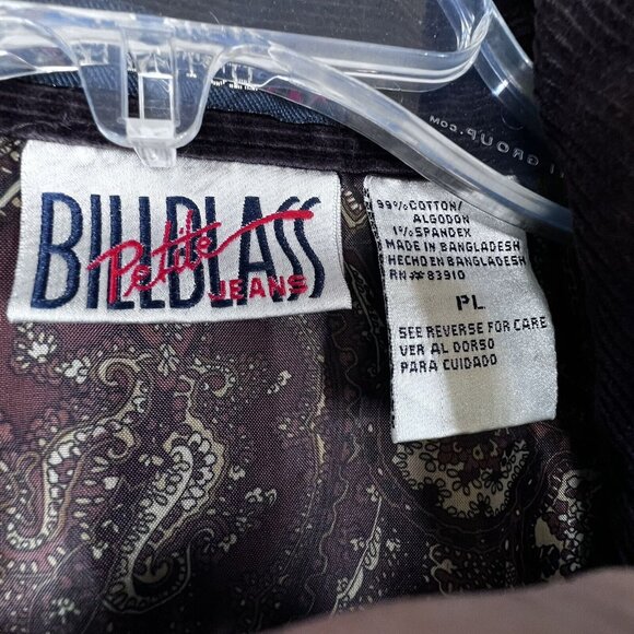 VTG Bill Blass Jeans Corduroy Jacket Brown Button up Pockets Womens Shirt PL - Picture 6 of 9